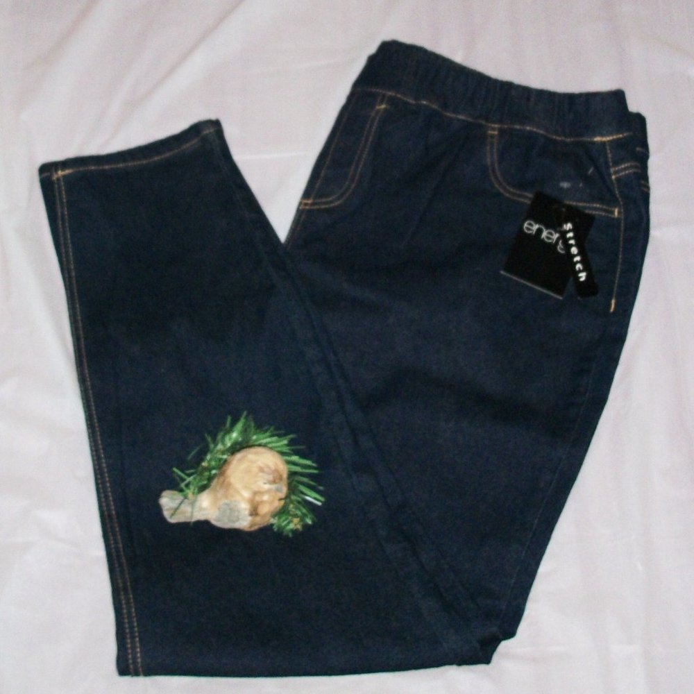 ENERGIE 3X NWT Dark Blue Stretch Jeans Pull On Comfort Stretch Waist